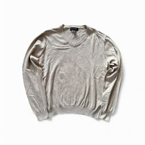 Brooks Brothers Men's 100% Supima Cotton V-Neck Pullover Sweater Beige Size Med